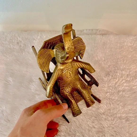 Brass Elephant Sculpture in a Rocking Chair - Picture 4 of 4